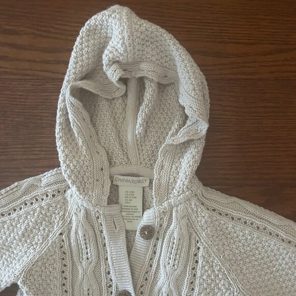 Cynthia Rowley Embroidered Cable Knit Hooded Cardigan Size 12 Months Floral - Picture 4 of 8